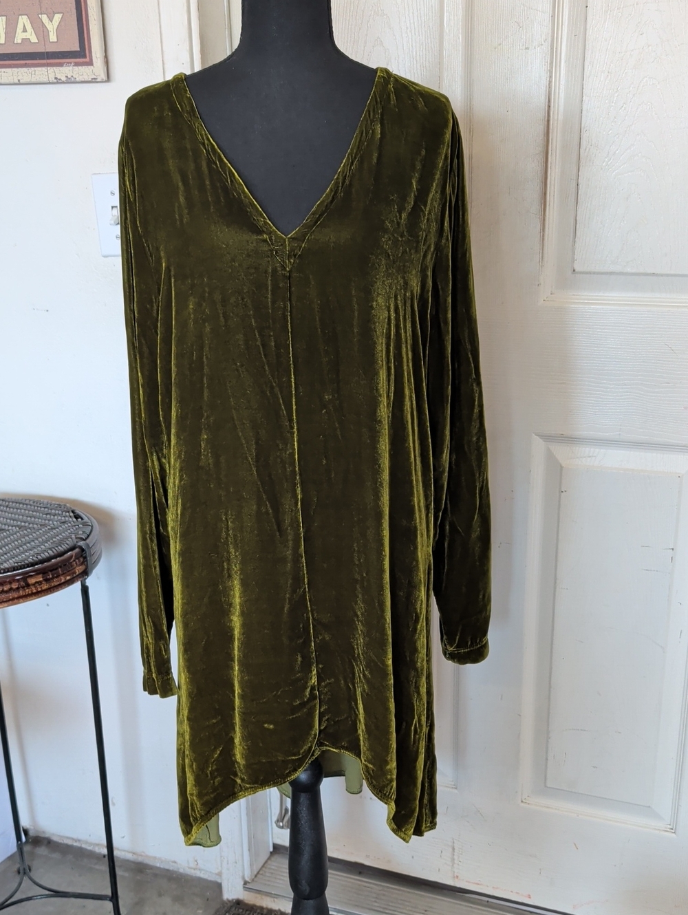 Cut Loose Velvet Tunic V Neck Long Tunic Women Large